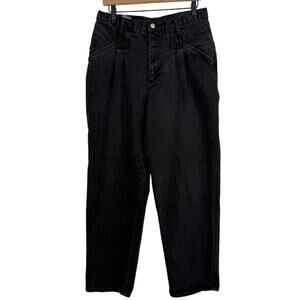 Vintage Gitano Mom Jeans Womens 16 Black Tapered Mom Jeans Pleated Detail 80s